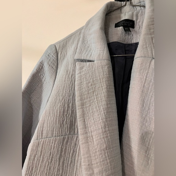 TOPSHOP 90’s style coat in translucent blue/silver - Picture 2 of 4